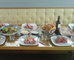 [Image: Typical corporate lunch aboard]